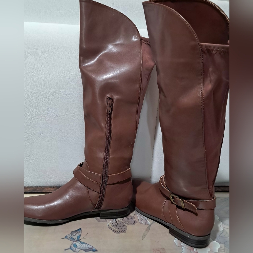 NWOT Anne Klein AKBESSA Brown Over The Knee OTK Riding Boots Size 7.5 iFlex - Picture 7 of 16